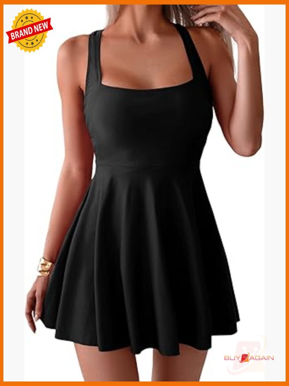 Women's One Piece Swimdress Tummy Control Full Coverage Bathing Suit with Pocket